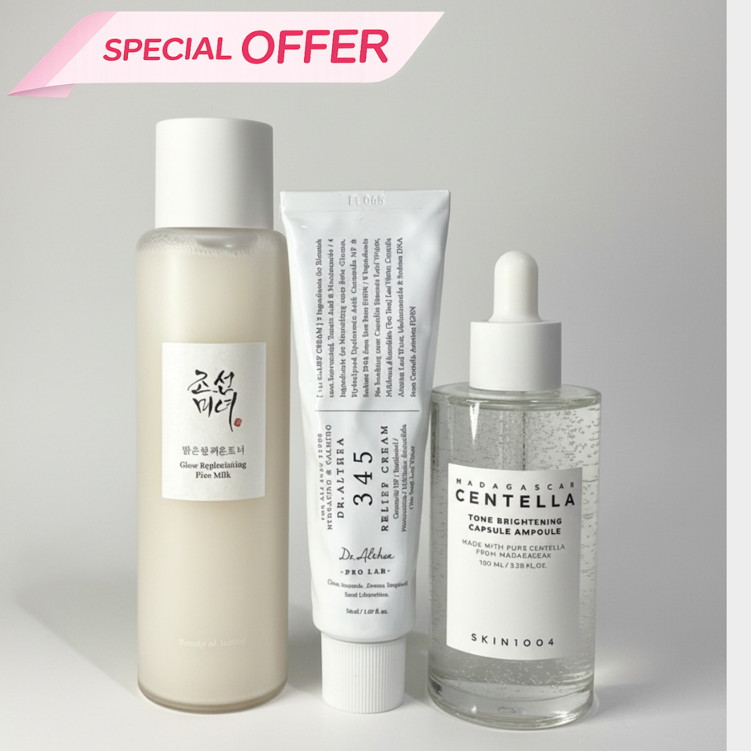 Pack Hydratation & Apaisement – Beauty of Joseon Glow Replenishing Rice Milk + Dr.Althea 345 Relief Cream + SKIN1004 Centella Ampoule