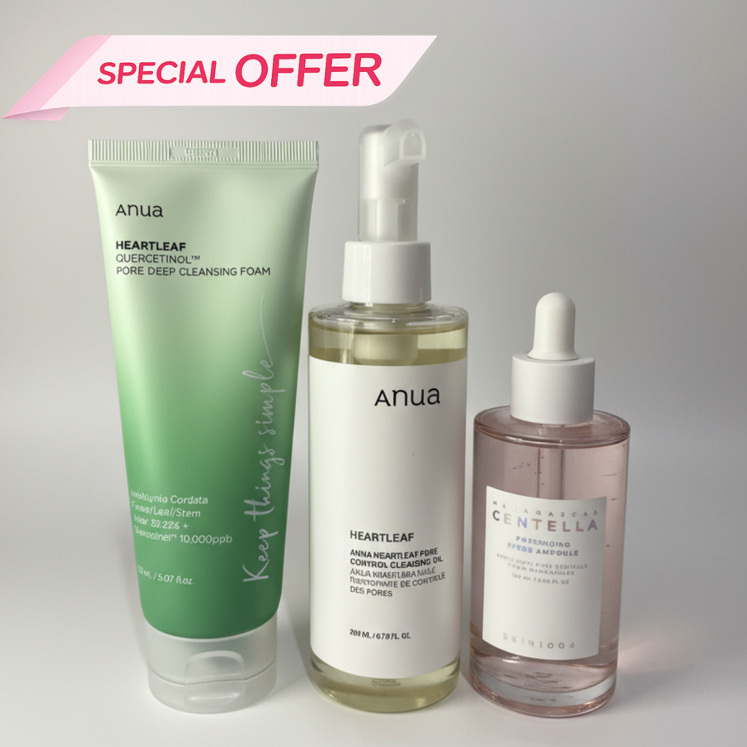 Pack Routine Nettoyage & Apaisement – Anua Heartleaf Cleansing Duo + Centella Ampoule