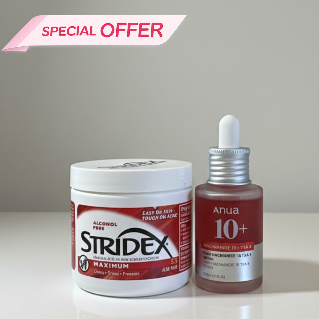 Pack Anti-Acné & Peau Claire – Stridex Maximum Pads + Anua Niacinamide 10% + TXA